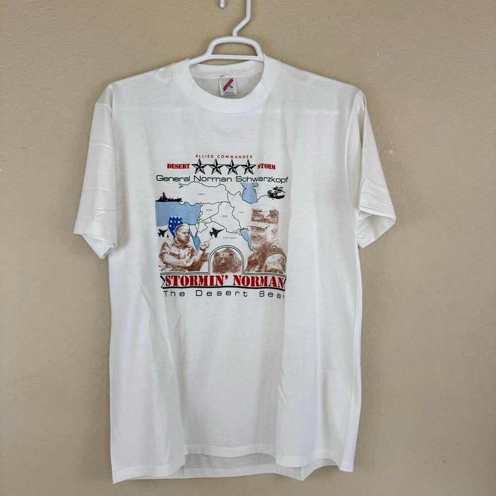 NEW Vintage 1991 Stormin' Norman Schwarzkopf Desert Storm TShirt Men XL Made USA